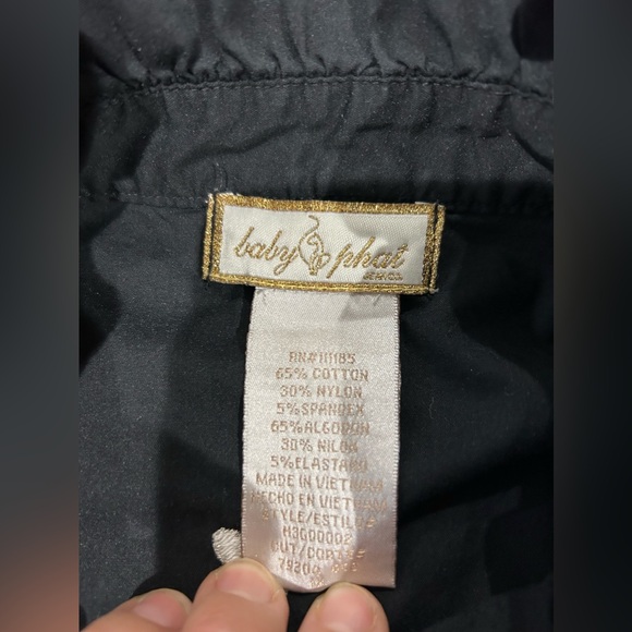 Baby Phat Y2K vintage black button up midi dress with ruffled cap sleeve size 1X - Picture 11 of 14
